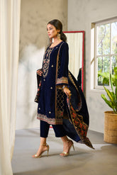 DA-1677 BLUE EMBROIDERED KURTA